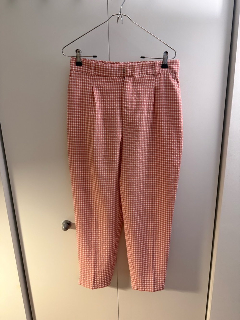 Zara Pink Gingham Tailored Women's Pants